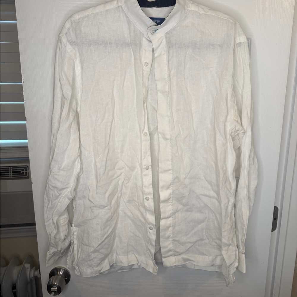 Women’s De Lesseps 100% Linen White Button-Up Shirt